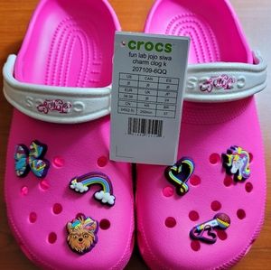 Crocs Fun Lab JoJo Siwa Charm Clog Sz K-J6 Pink NWT
